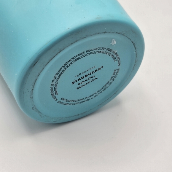 NEW Starbucks Matte Aqua Blue 16 oz Grande 2016 Tumbler Cup - Picture 3 of 3
